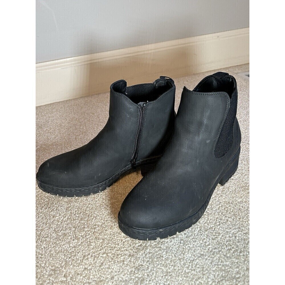 Mysoft Black Chelsea Ankle Boots Side Zipper Chunky Block Low Heel Size 9 - Picture 3 of 8